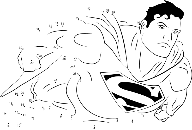 Superman Take Off dot to dot worksheets