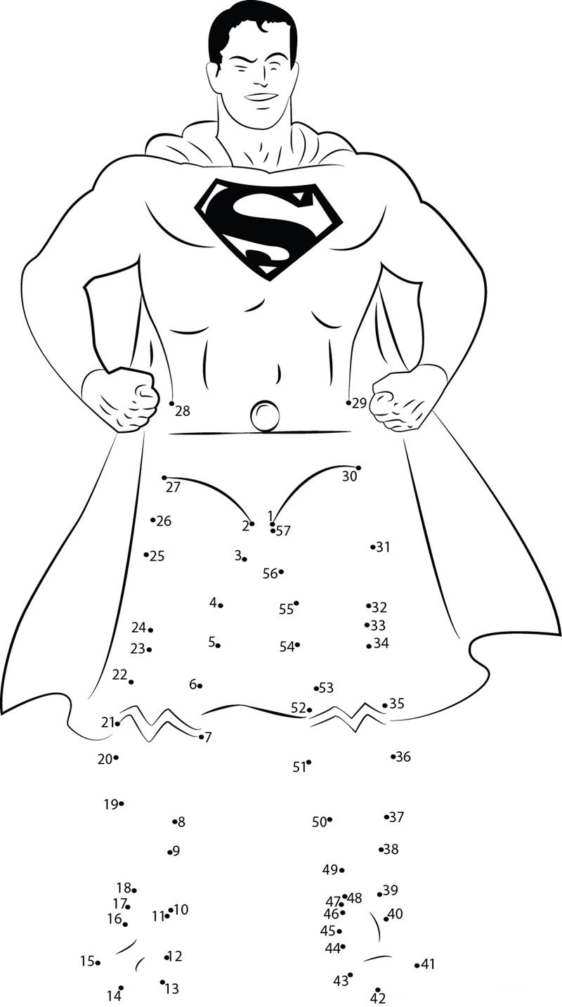 The Kind Superman printable dot to dot worksheet