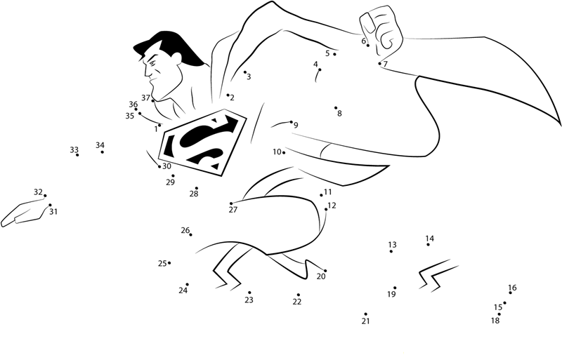 Young Superman dot to dot worksheets