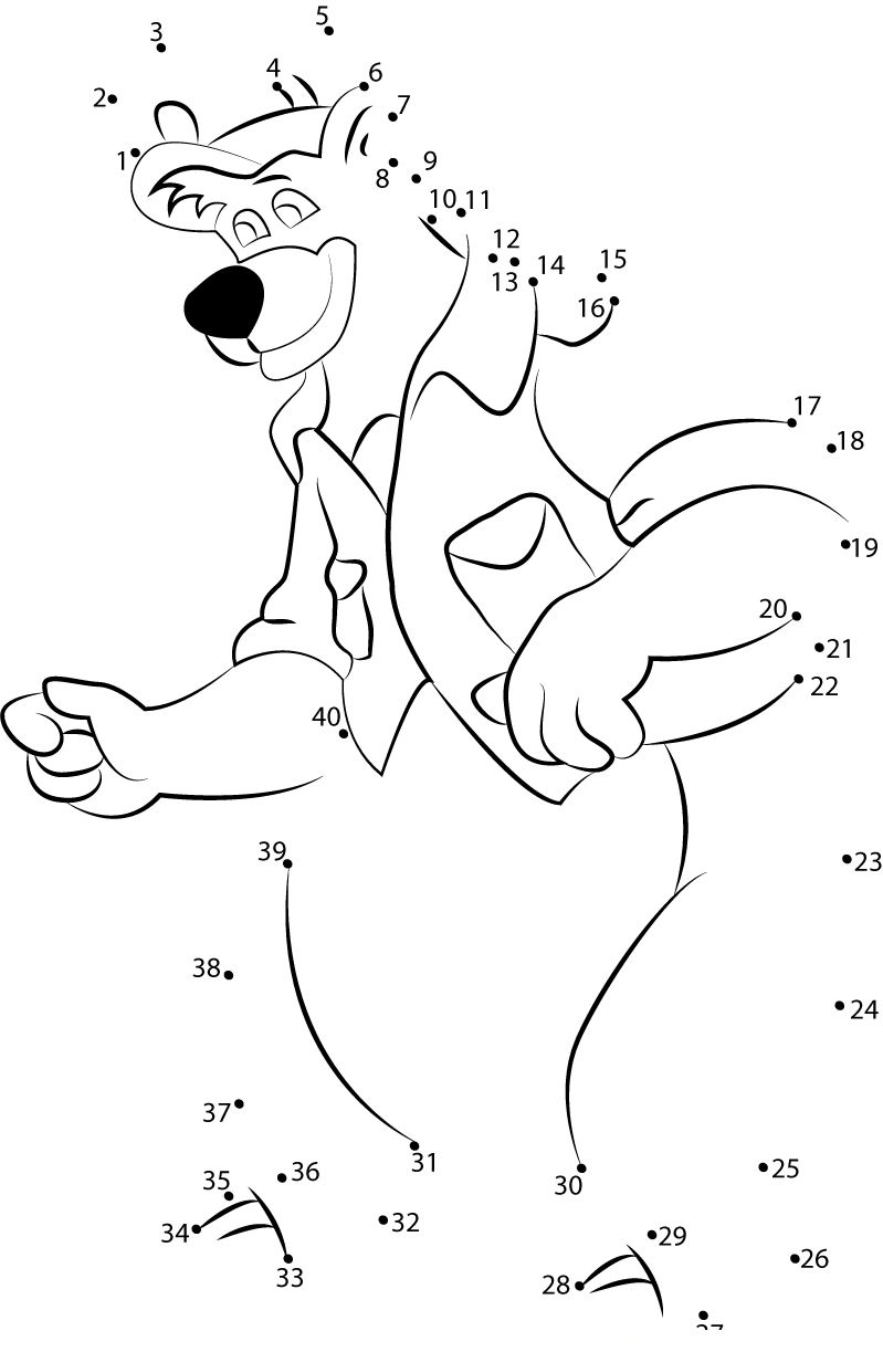 Cute Baloo printable dot to dot worksheet