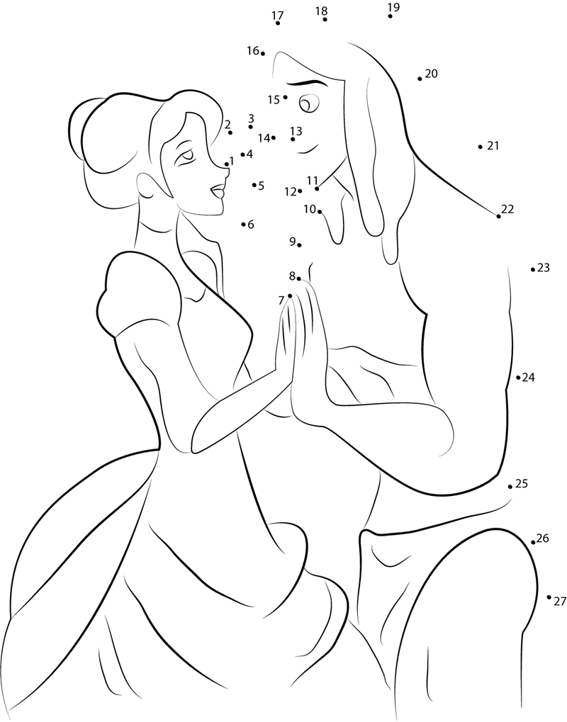 Tarzan In Love With Jane printable dot to dot worksheet