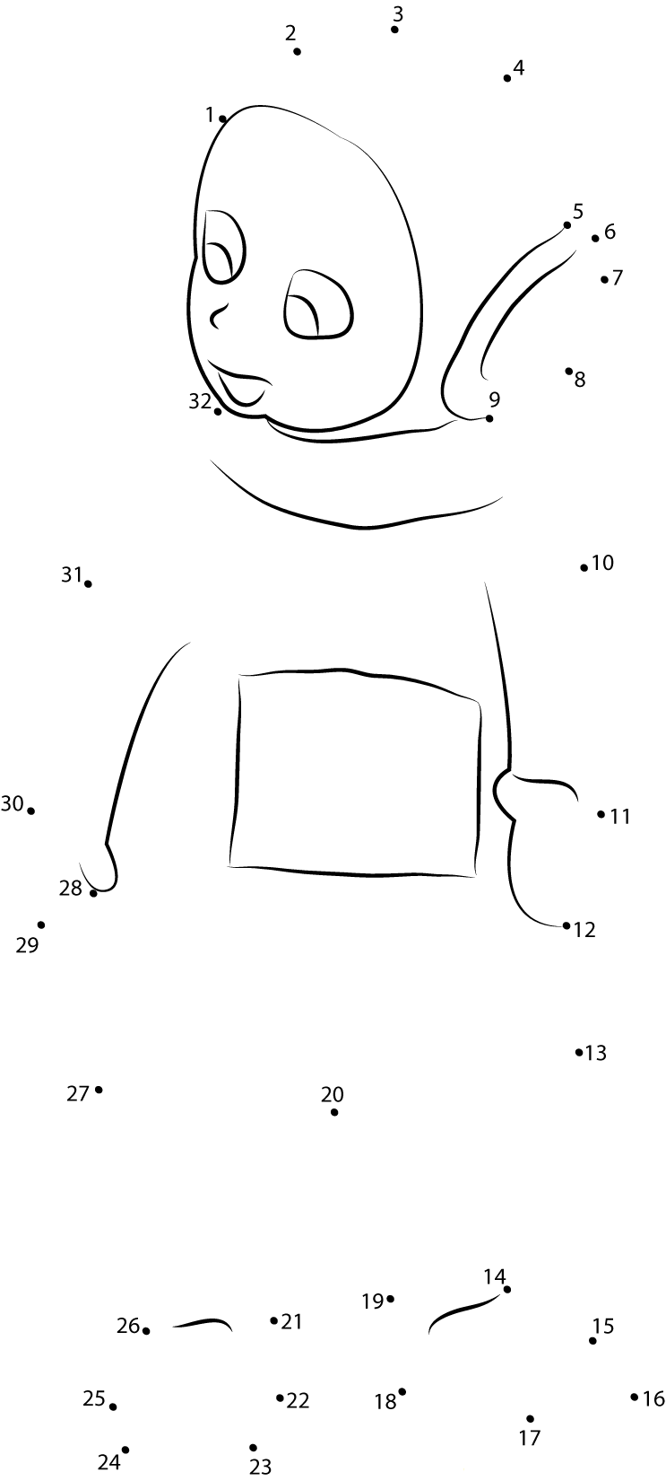 Dipsy Looking Something printable dot to dot worksheet