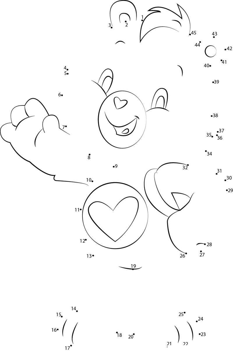 Extremely Happy Bear dot to dot worksheets