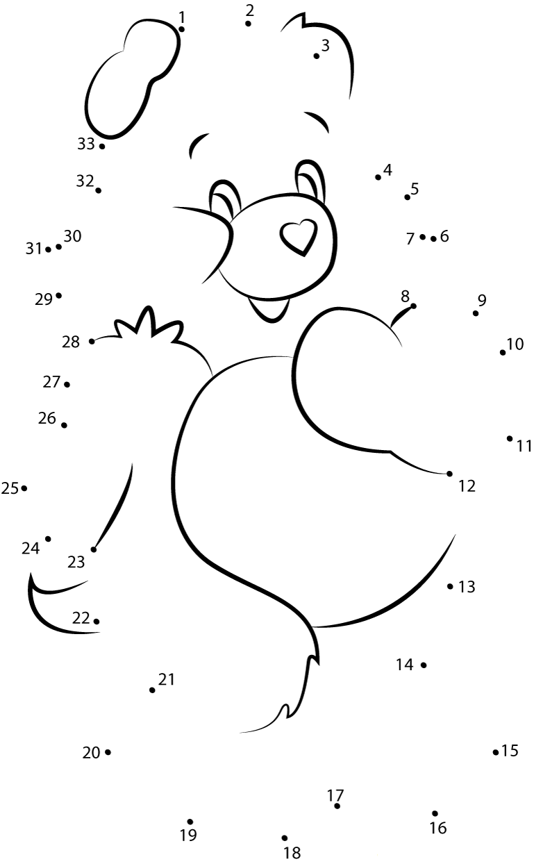 Happy Bear dot to dot worksheets