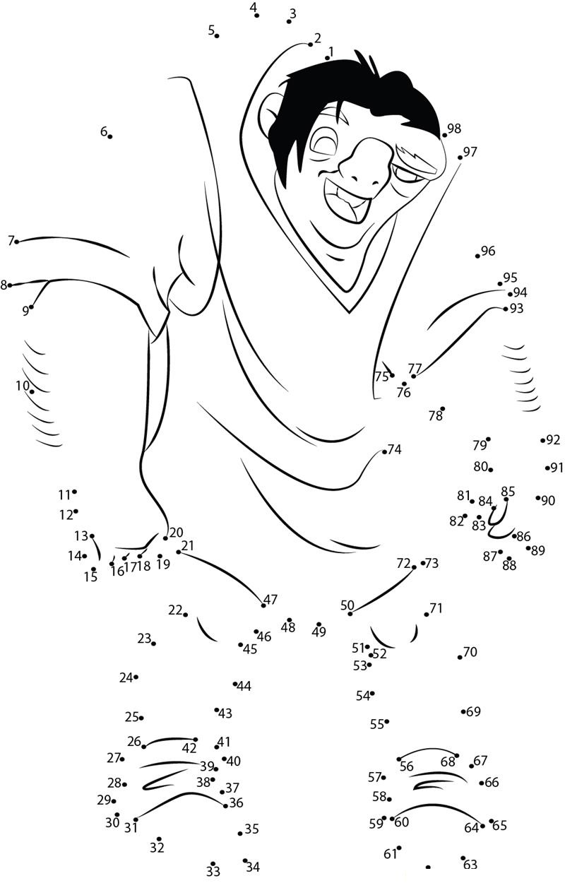 The Hunchback Man printable dot to dot worksheet