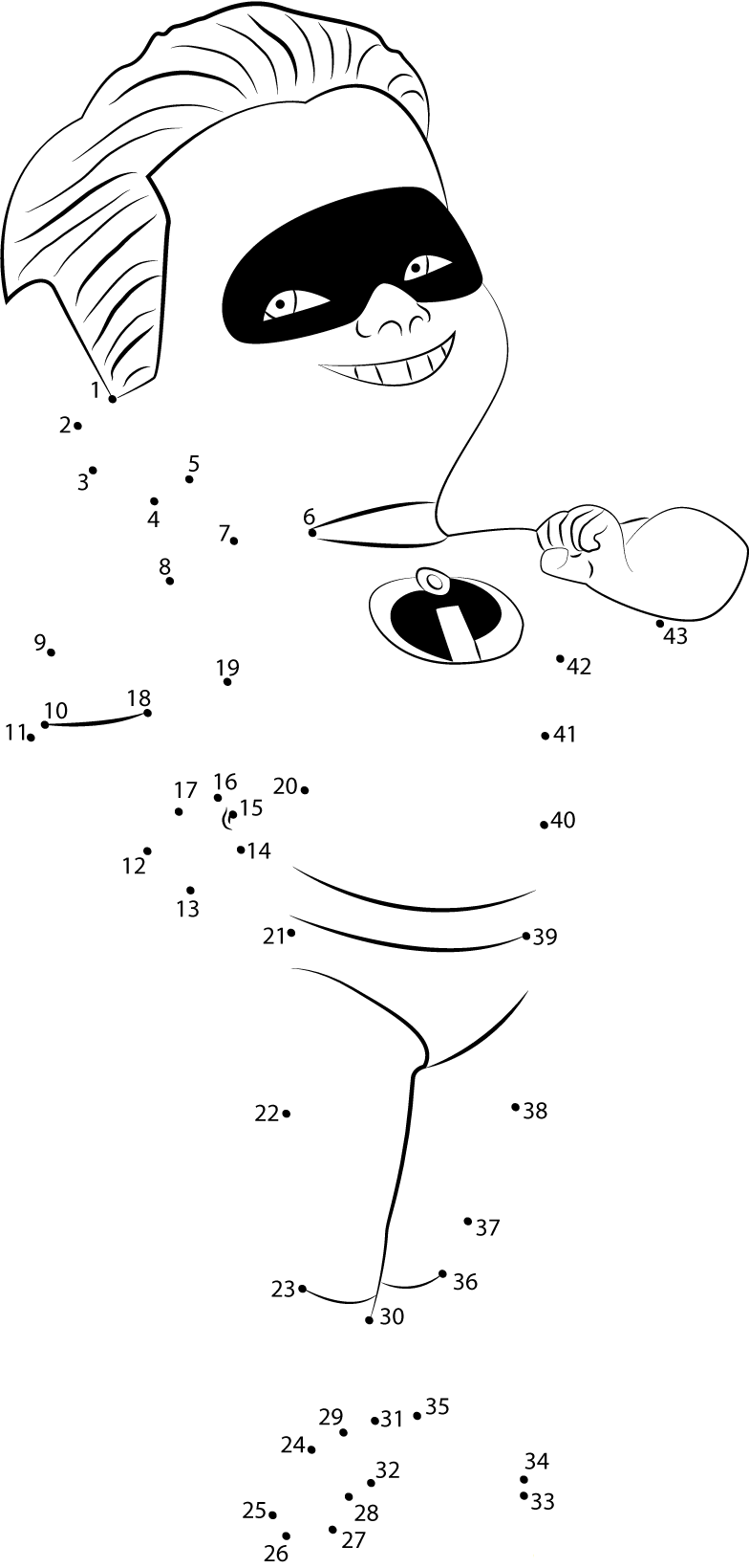 Dash Parr Smiling printable dot to dot worksheet