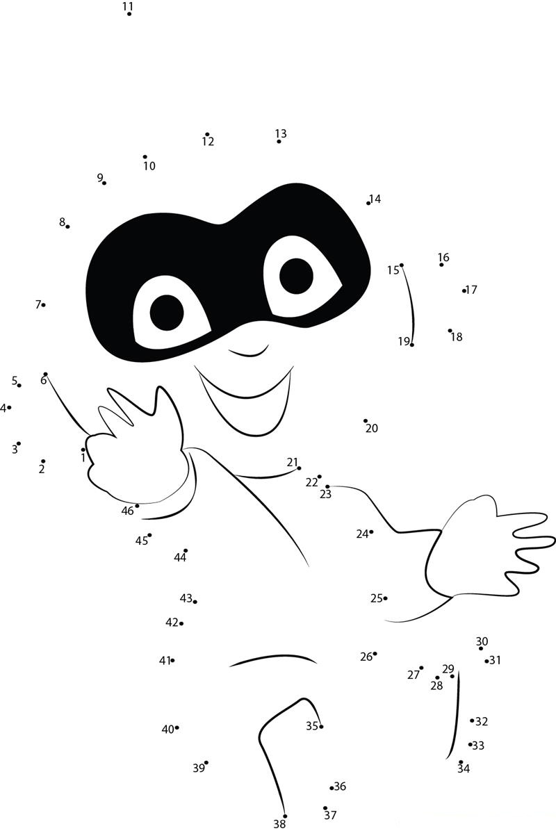 The Incredibles Laugh printable dot to dot worksheet