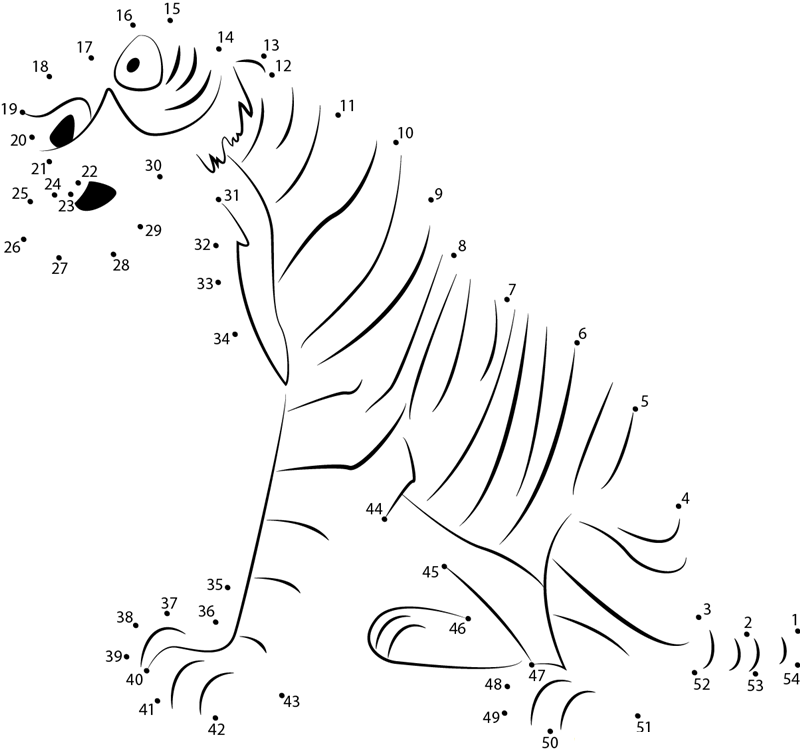 Shere Khan The Tiger printable dot to dot worksheet