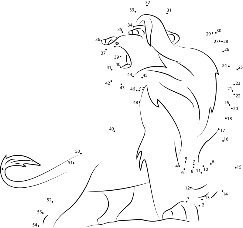 Angry Lion King dot to dot worksheets