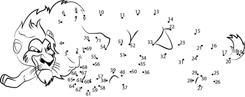 Attitude Of The Lion King dot to dot worksheets