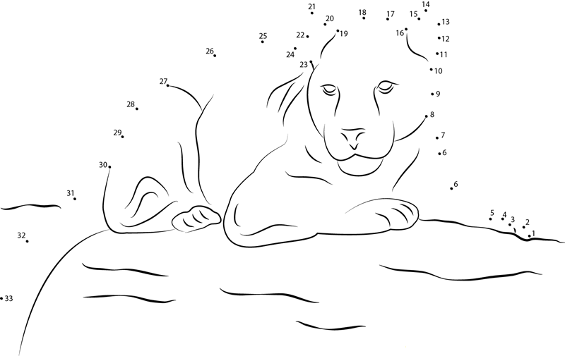 Panther Sitting On Rock printable dot to dot worksheet