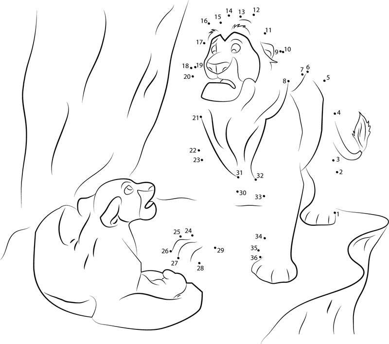 Lion King Mufasa dot to dot worksheets