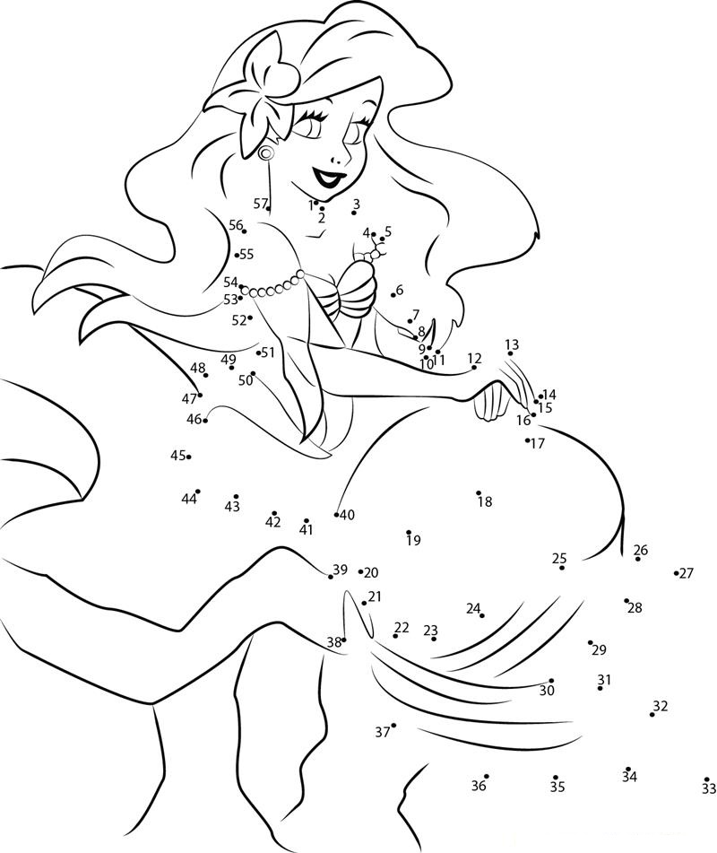 Charming Mermaid printable dot to dot worksheet