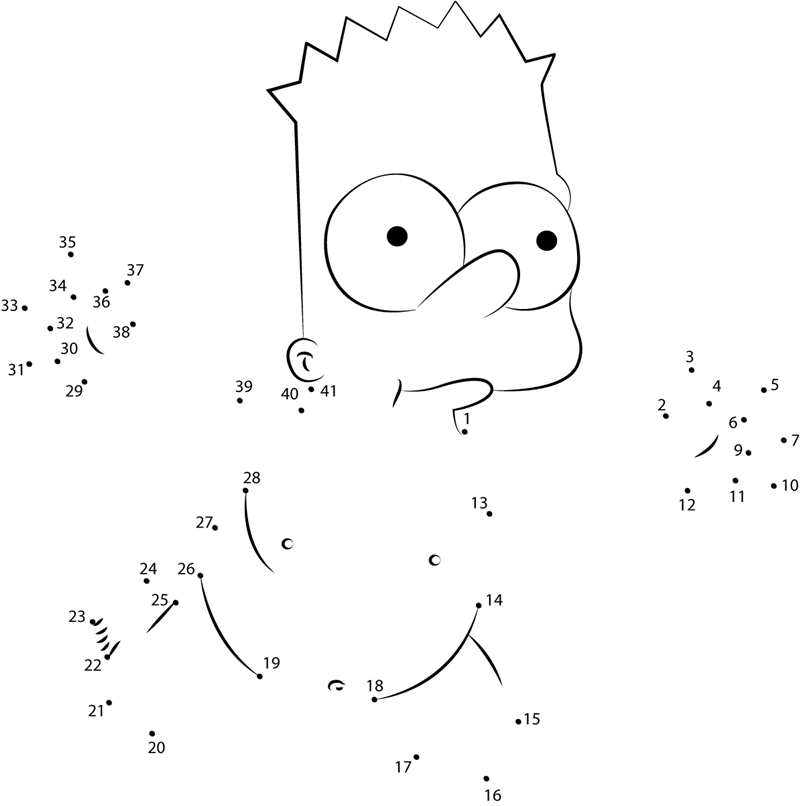 Bart Simpson dot to dot worksheets