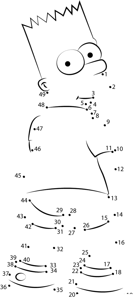 Bartholomew Jojo Simpson dot to dot worksheets