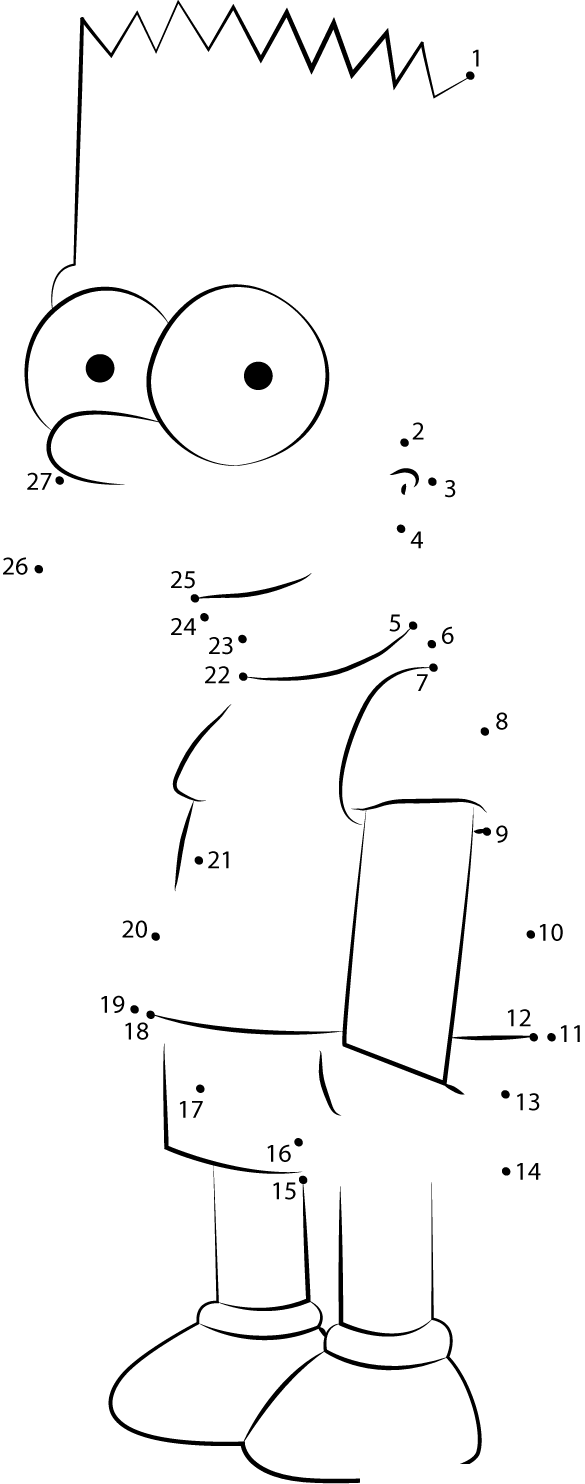 Cute Bart Simpson dot to dot worksheets