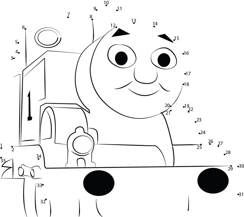 Adorable Thomas dot to dot worksheets