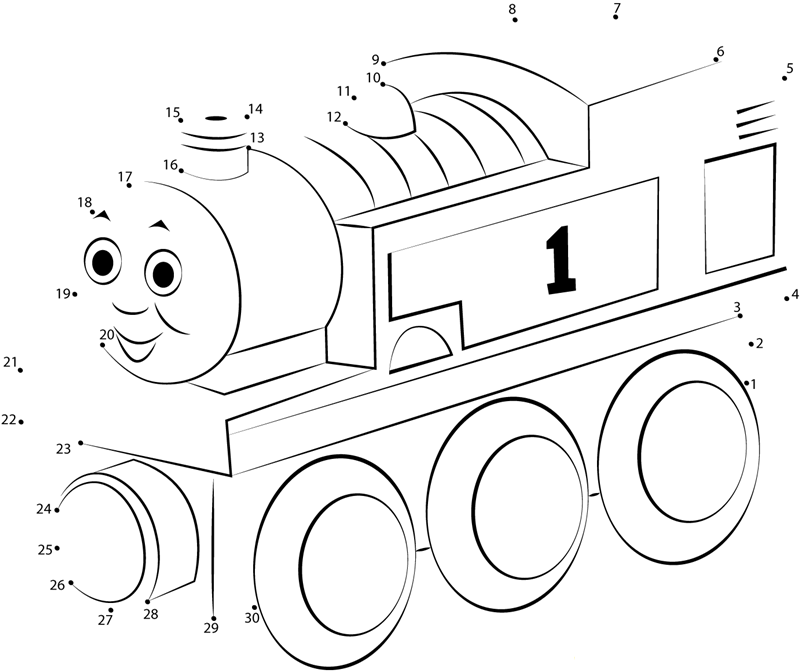 Thomas printable dot to dot worksheet