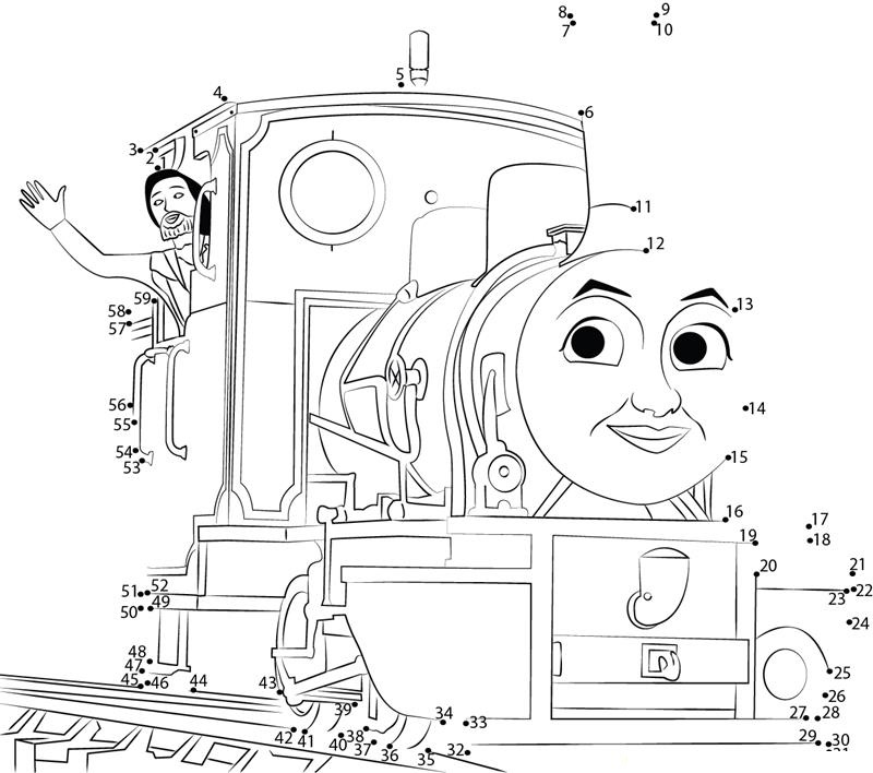 Thomas Friends printable dot to dot worksheet