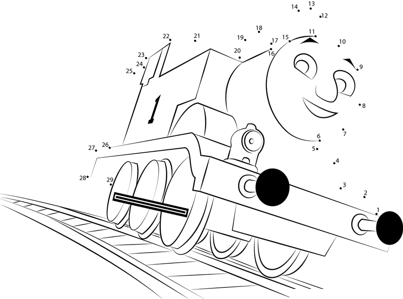 Thomas Going printable dot to dot worksheet