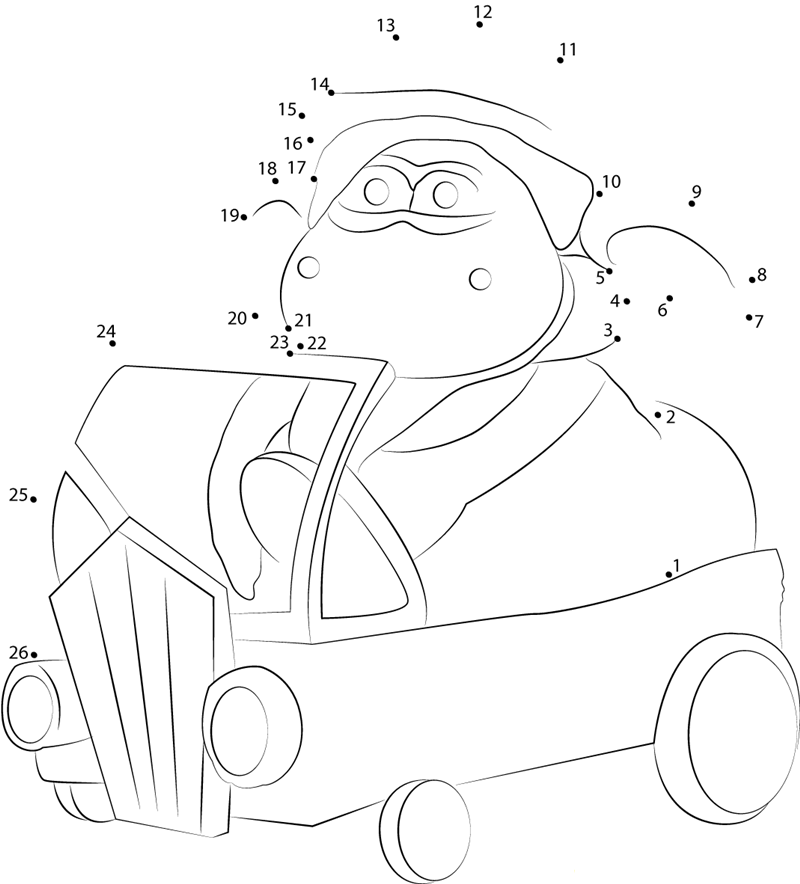 Timmy Driving Car printable dot to dot worksheet