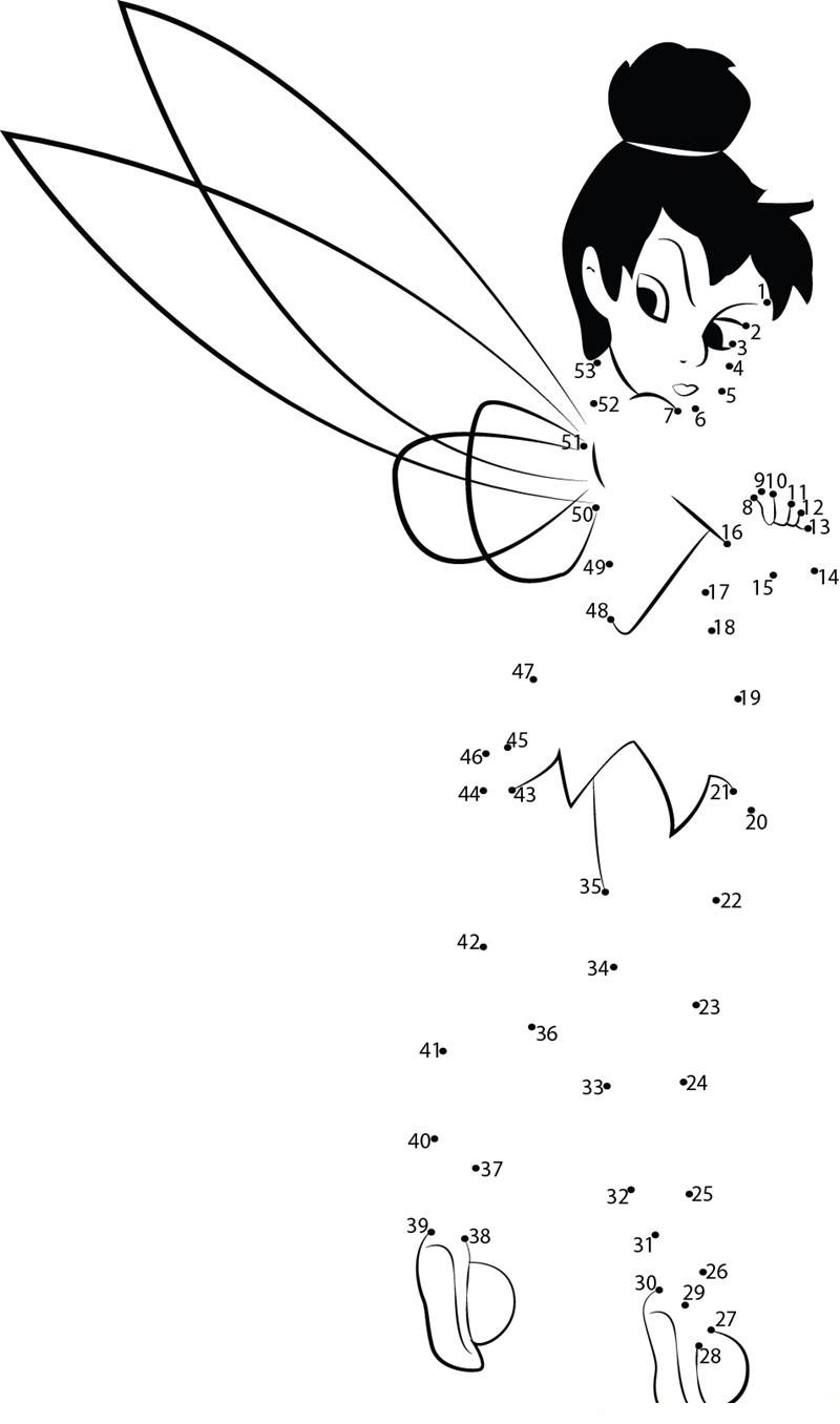 Angry Tinkerbell dot to dot worksheets