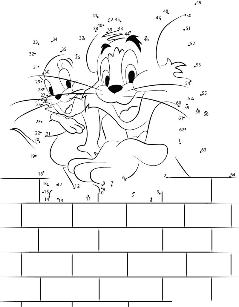 Tom And Jerry printable dot to dot worksheet