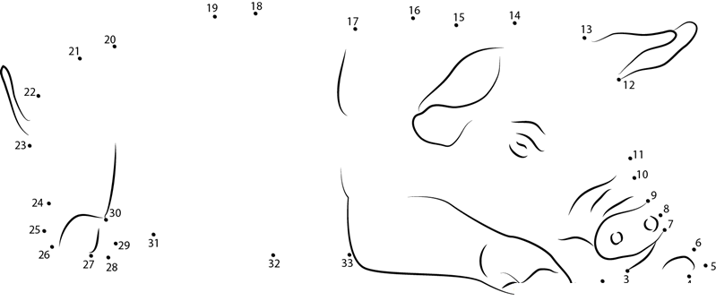 Pig Sleeping dot to dot worksheets