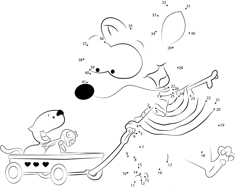 Toopy And Binoo Going Together printable dot to dot worksheet