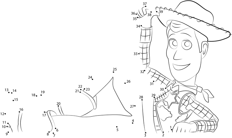 Sheriff Woody Relaxing dot to dot worksheets