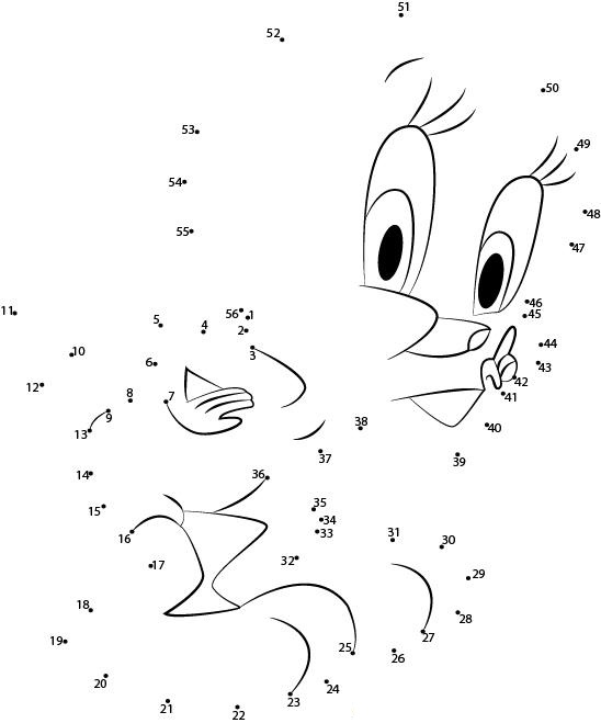 Naughty Tweety Bird printable dot to dot worksheet