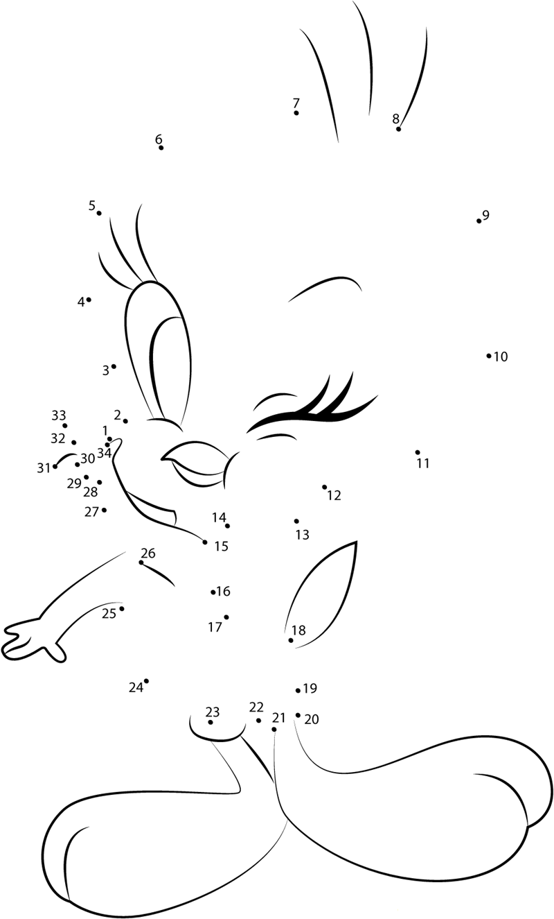 Pretty Tweety Bird dot to dot worksheets