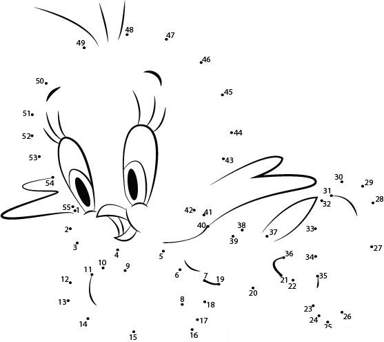 Shocking Tweety Bird printable dot to dot worksheet