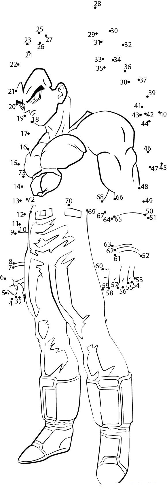 Aggressive Vegeta printable dot to dot worksheet