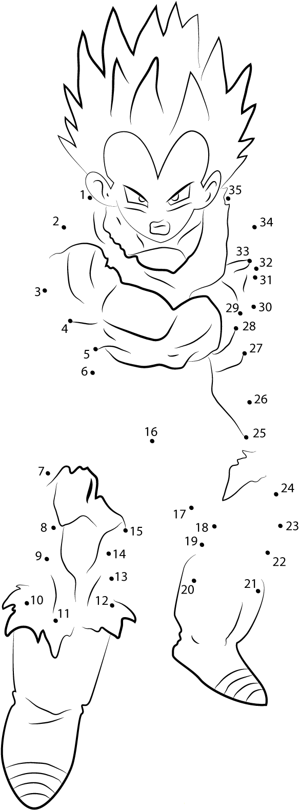 Furious Vegeta dot to dot worksheets