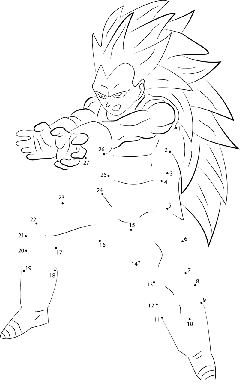 Powerful Vegeta dot to dot worksheets