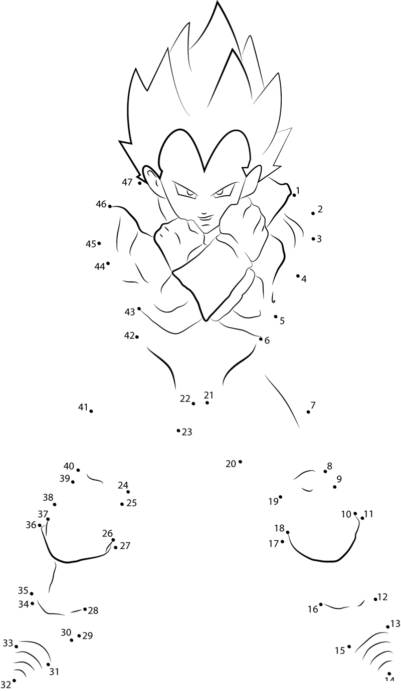 Vegeta By Akira Toriyama printable dot to dot worksheet