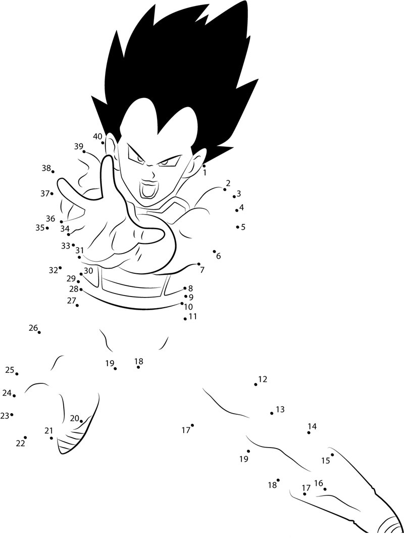 Vegeta By Db Artist printable dot to dot worksheet