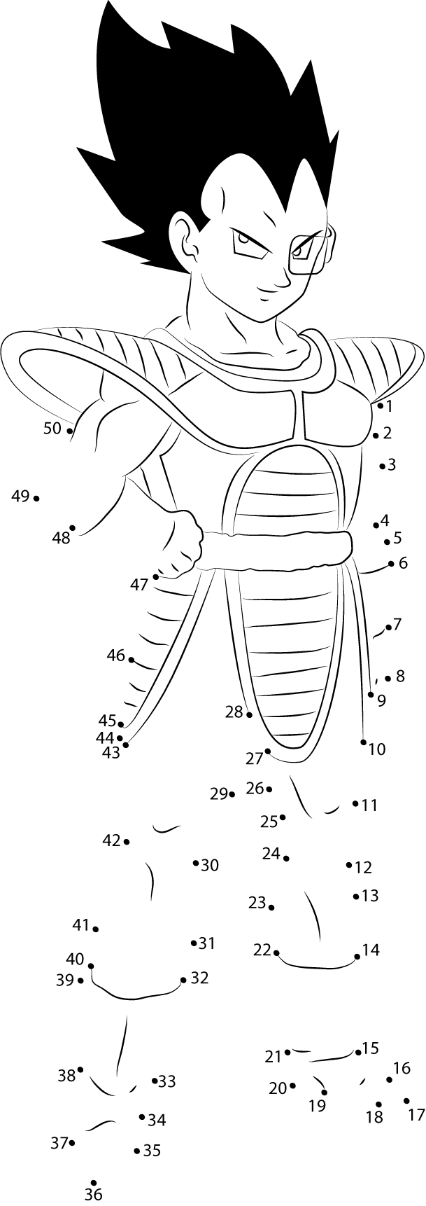 Vegeta Looking You printable dot to dot worksheet