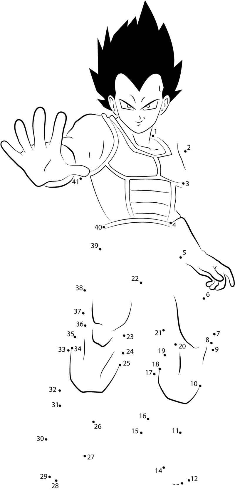 Vegeta Say Stop printable dot to dot worksheet