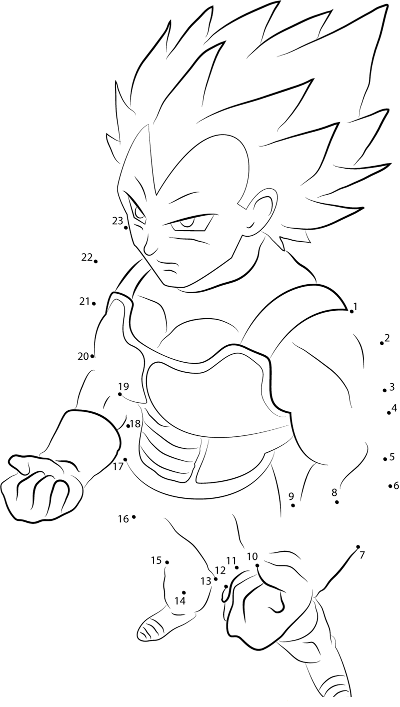 Violent Vegeta printable dot to dot worksheet