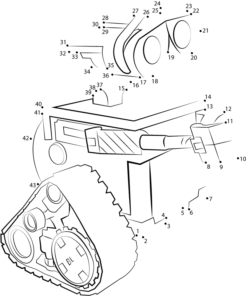 Walle printable dot to dot worksheet