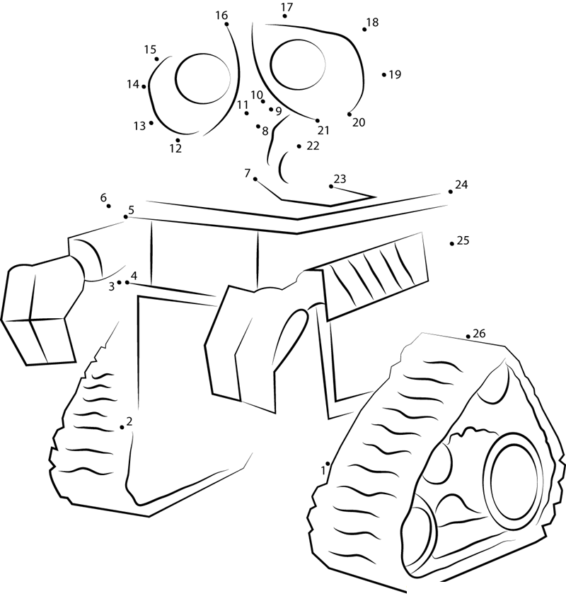 Walle Looking Something printable dot to dot worksheet