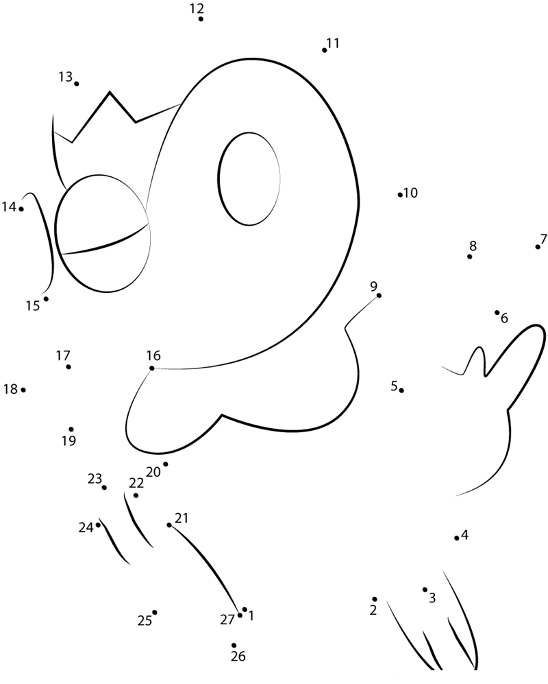 Piplup Water Pokemon printable dot to dot worksheet