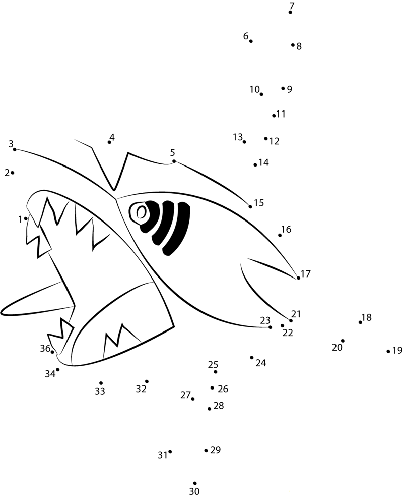 Sharpedo Water Pokemon printable dot to dot worksheet