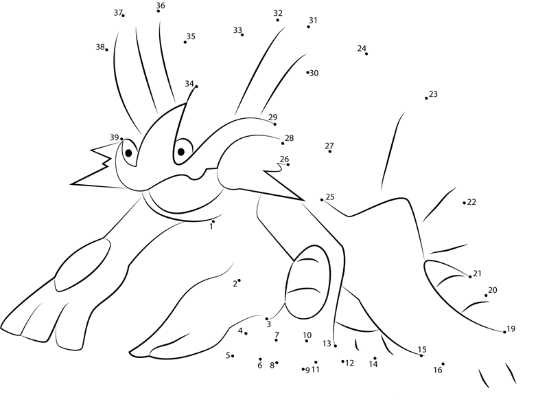 Swampert Water Pokemon printable dot to dot worksheet