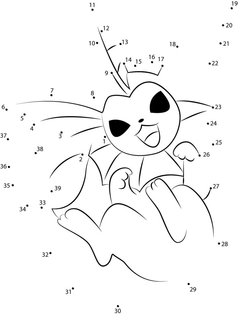 Vaporeon Water Pokemon printable dot to dot worksheet