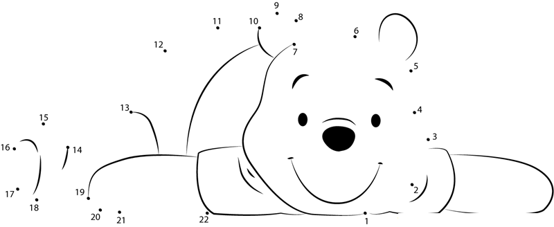 Pooh Bear Smiling printable dot to dot worksheet