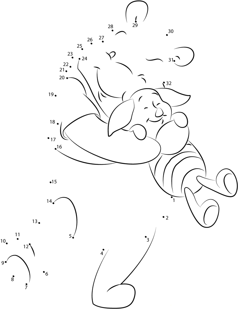 Pooh Bear With Piglet printable dot to dot worksheet