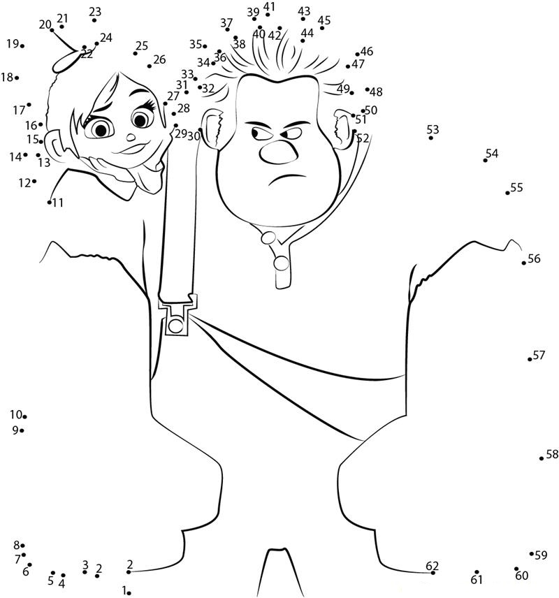 Wreck It Ralph Anger printable dot to dot worksheet